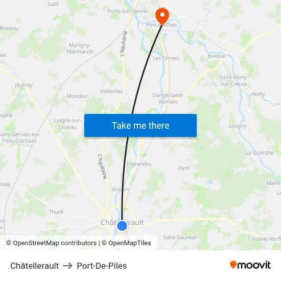 Châtellerault to Port-De-Piles map