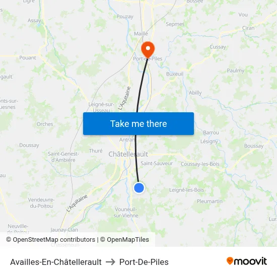 Availles-En-Châtellerault to Port-De-Piles map