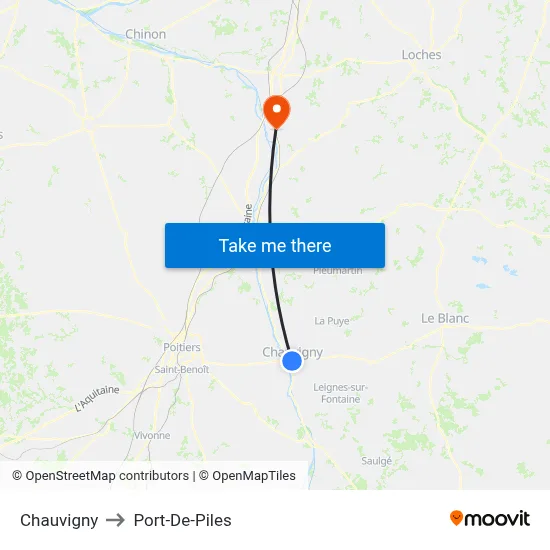 Chauvigny to Port-De-Piles map
