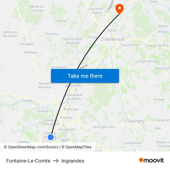 Fontaine-Le-Comte to Ingrandes map