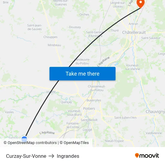 Curzay-Sur-Vonne to Ingrandes map
