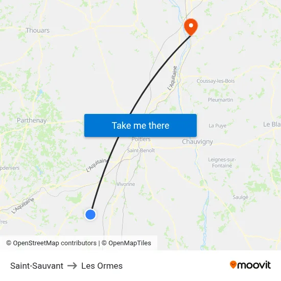 Saint-Sauvant to Les Ormes map