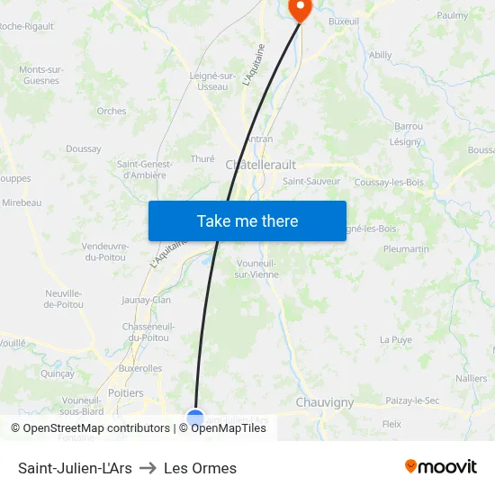 Saint-Julien-L'Ars to Les Ormes map