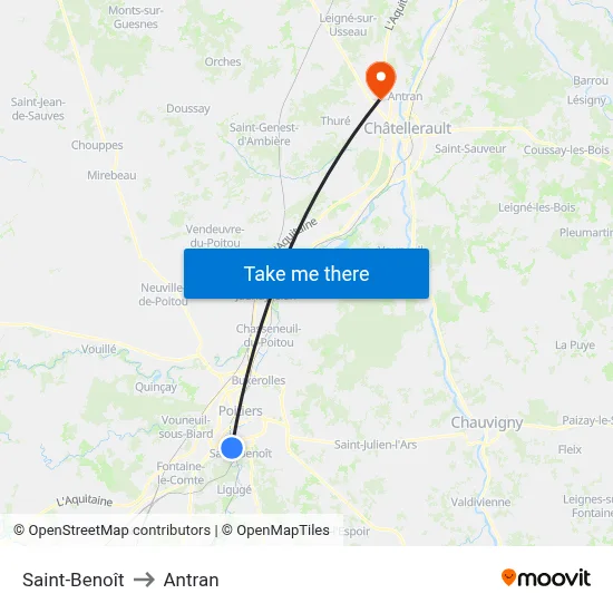 Saint-Benoît to Antran map