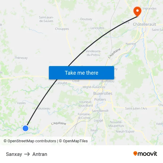 Sanxay to Antran map