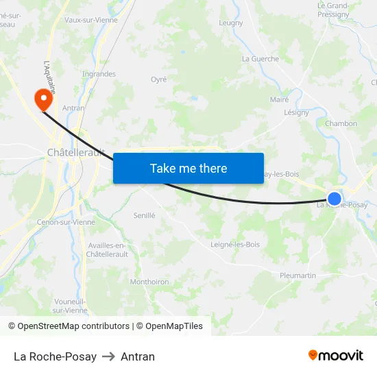 La Roche-Posay to Antran map