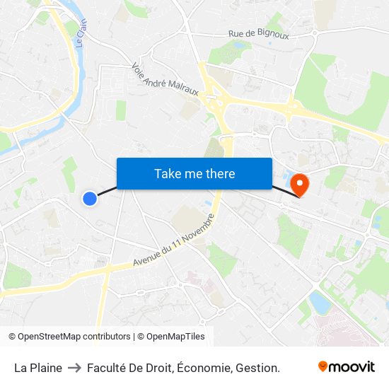 La Plaine to Faculté De Droit, Économie, Gestion. map
