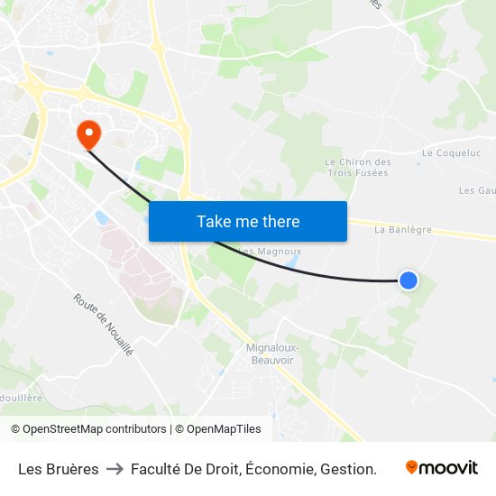 Les Bruères to Faculté De Droit, Économie, Gestion. map