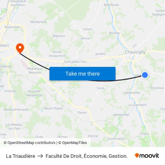 La Triaudière to Faculté De Droit, Économie, Gestion. map