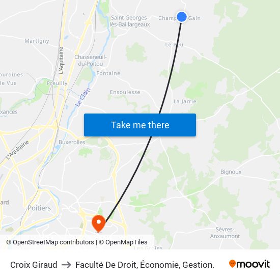 Croix Giraud to Faculté De Droit, Économie, Gestion. map