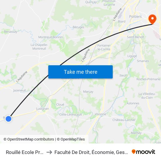 Rouillé Ecole Prim. to Faculté De Droit, Économie, Gestion. map