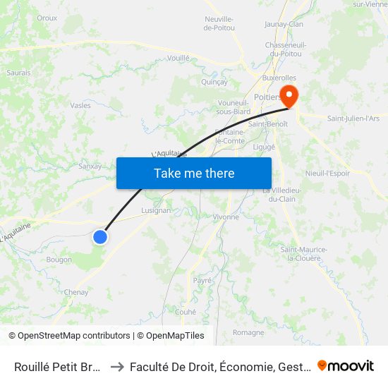 Rouillé Petit Breuil to Faculté De Droit, Économie, Gestion. map