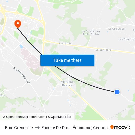 Bois Grenouille to Faculté De Droit, Économie, Gestion. map