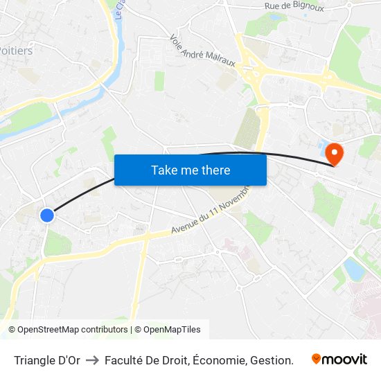 Triangle D'Or to Faculté De Droit, Économie, Gestion. map