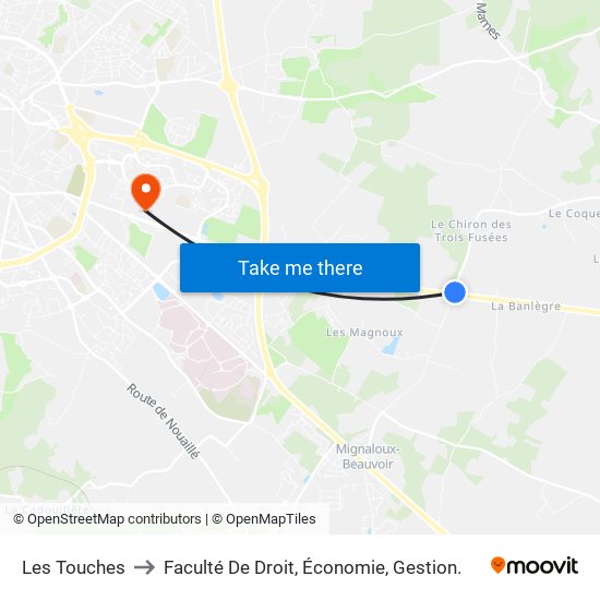 Les Touches to Faculté De Droit, Économie, Gestion. map