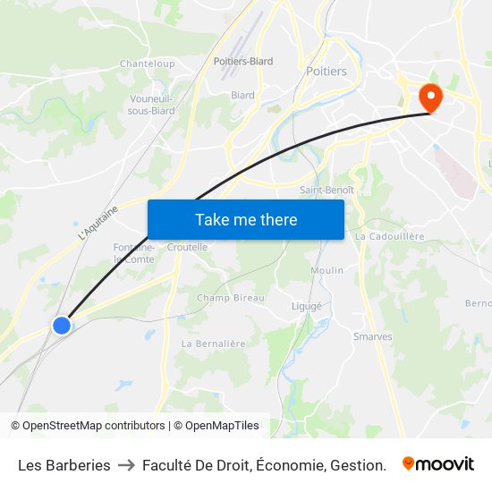 Les Barberies to Faculté De Droit, Économie, Gestion. map