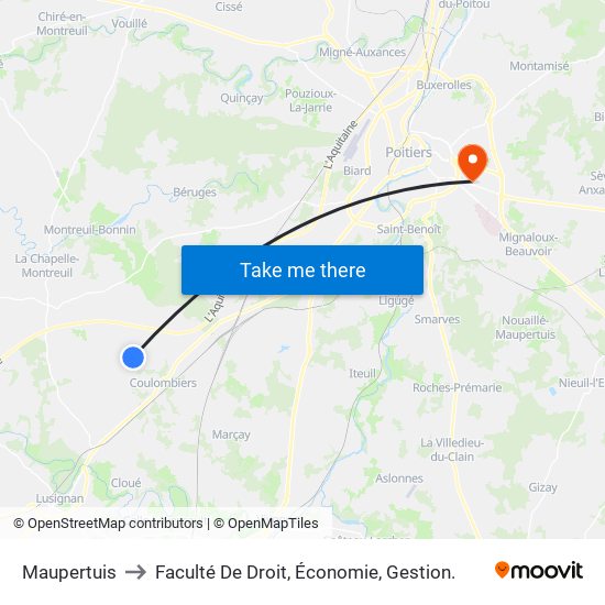 Maupertuis to Faculté De Droit, Économie, Gestion. map