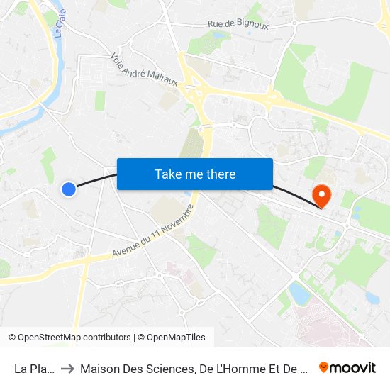 La Plaine to Maison Des Sciences, De L'Homme Et De La Société map