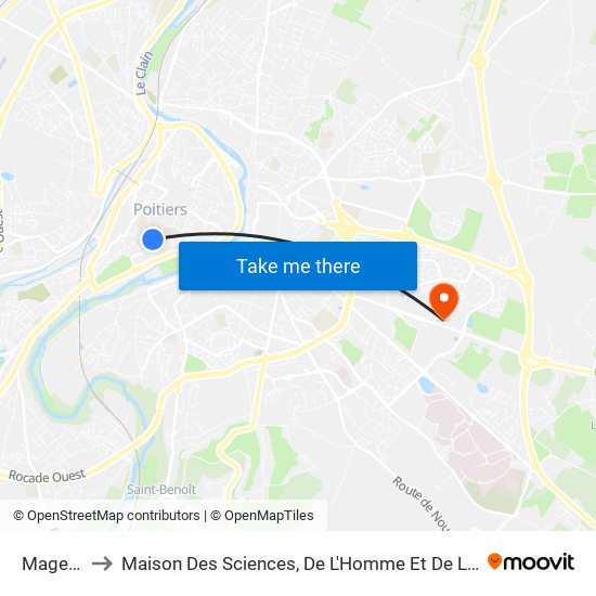 Magenta to Maison Des Sciences, De L'Homme Et De La Société map