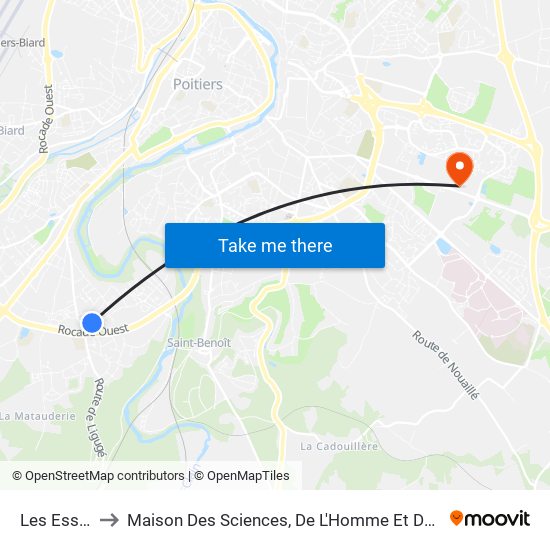 Les Essarts to Maison Des Sciences, De L'Homme Et De La Société map