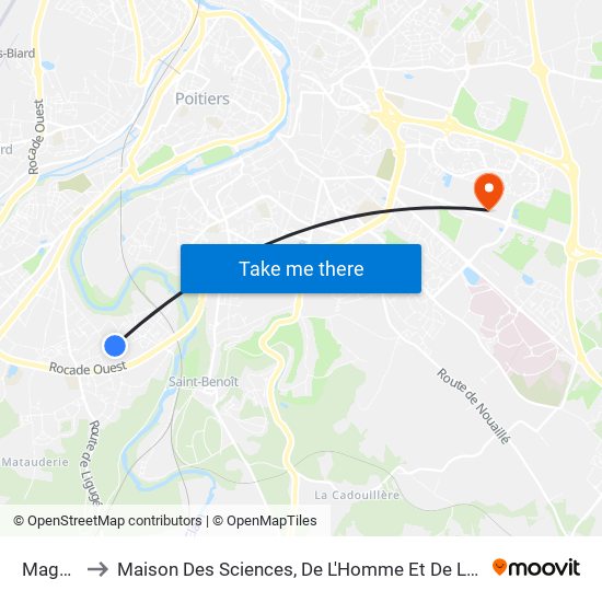 Magnac to Maison Des Sciences, De L'Homme Et De La Société map