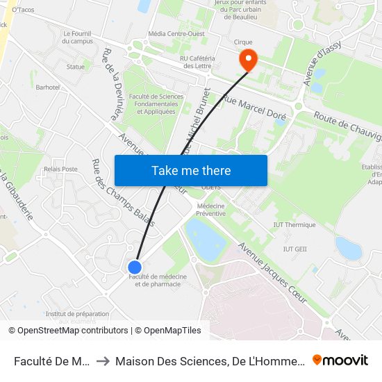 Faculté De Médecine to Maison Des Sciences, De L'Homme Et De La Société map