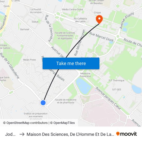 Jodelle to Maison Des Sciences, De L'Homme Et De La Société map