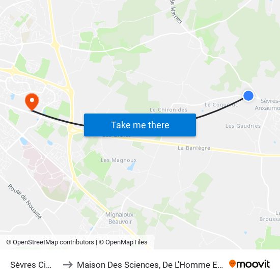 Sèvres Cimetière to Maison Des Sciences, De L'Homme Et De La Société map