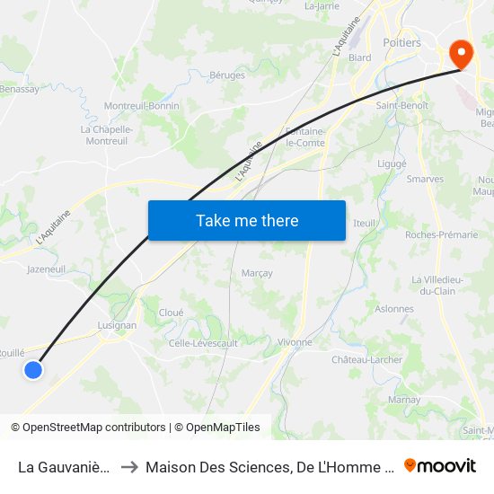 La Gauvanière Nord to Maison Des Sciences, De L'Homme Et De La Société map