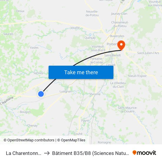 La Charentonnière to Bâtiment B35 / B8 (Sciences Naturelles) map