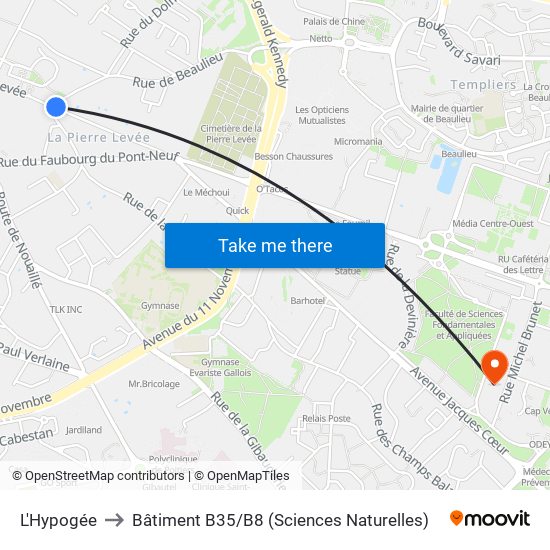 L'Hypogée to Bâtiment B35 / B8 (Sciences Naturelles) map