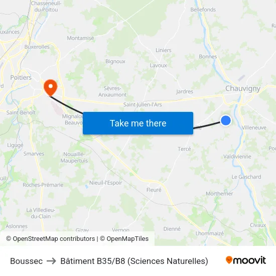 Boussec to Bâtiment B35 / B8 (Sciences Naturelles) map