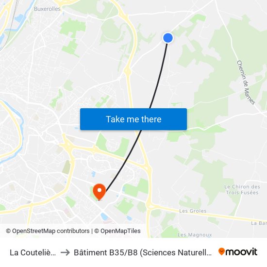 La Coutelière to Bâtiment B35 / B8 (Sciences Naturelles) map