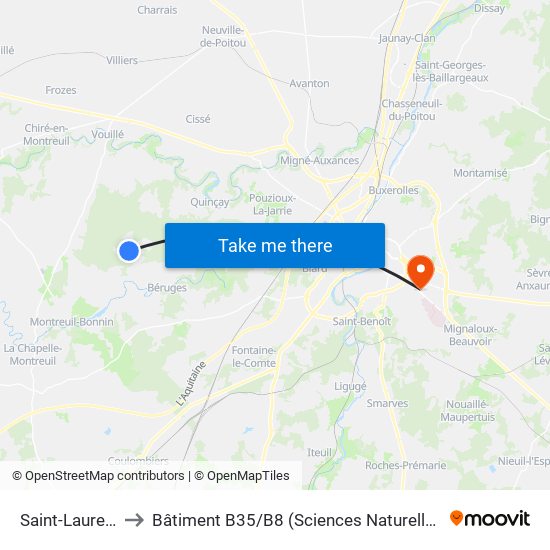 Saint-Laurent to Bâtiment B35 / B8 (Sciences Naturelles) map