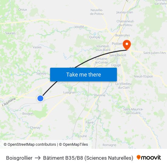 Boisgrollier to Bâtiment B35 / B8 (Sciences Naturelles) map