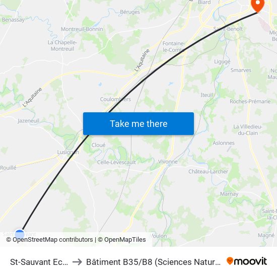 St-Sauvant Ecole to Bâtiment B35 / B8 (Sciences Naturelles) map