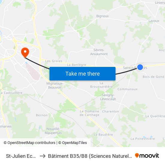 St-Julien Ecole to Bâtiment B35 / B8 (Sciences Naturelles) map