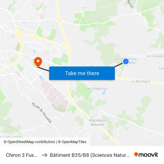 Chiron 3 Fusées to Bâtiment B35 / B8 (Sciences Naturelles) map
