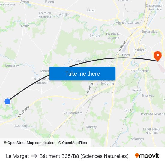 Le Margat to Bâtiment B35 / B8 (Sciences Naturelles) map