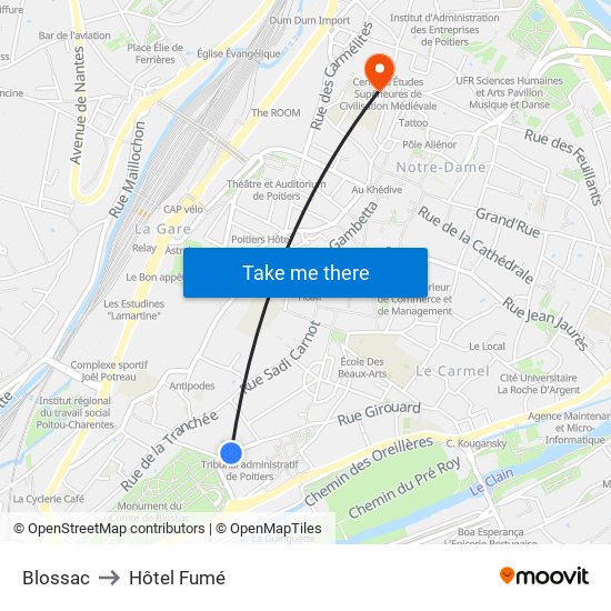 Blossac to Hôtel Fumé map