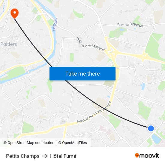 Petits Champs to Hôtel Fumé map