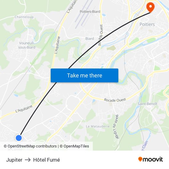 Jupiter to Hôtel Fumé map
