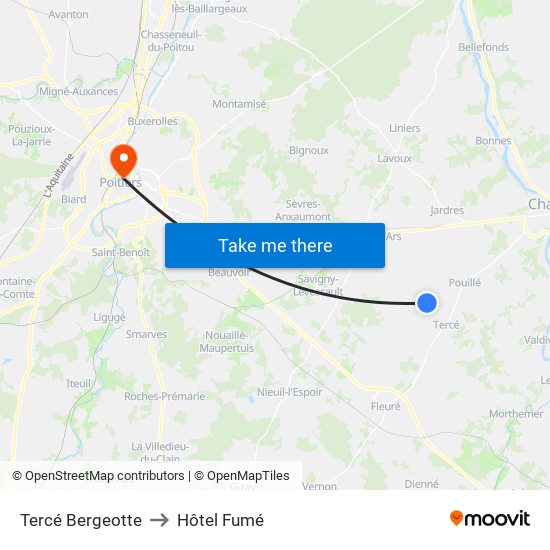 Tercé Bergeotte to Hôtel Fumé map