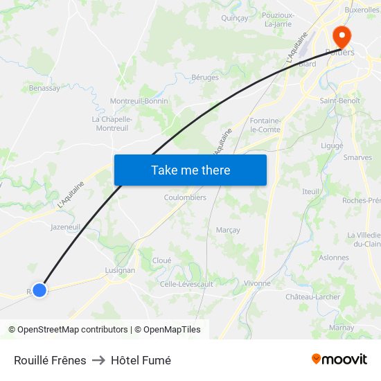 Rouillé Frênes to Hôtel Fumé map