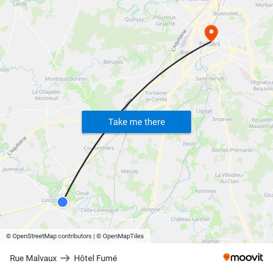 Rue Malvaux to Hôtel Fumé map