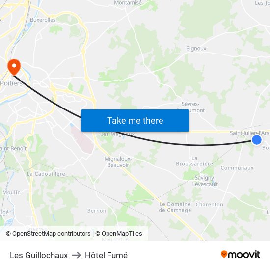 Les Guillochaux to Hôtel Fumé map