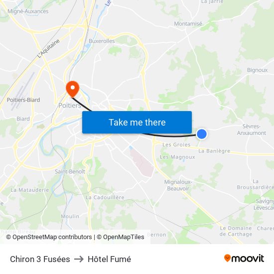 Chiron 3 Fusées to Hôtel Fumé map