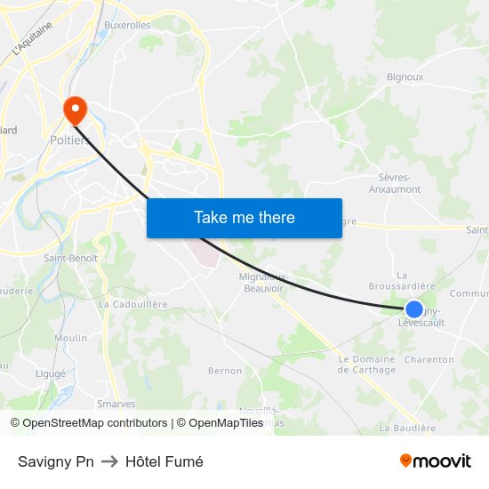 Savigny Pn to Hôtel Fumé map