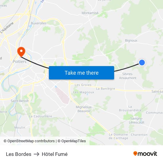 Les Bordes to Hôtel Fumé map