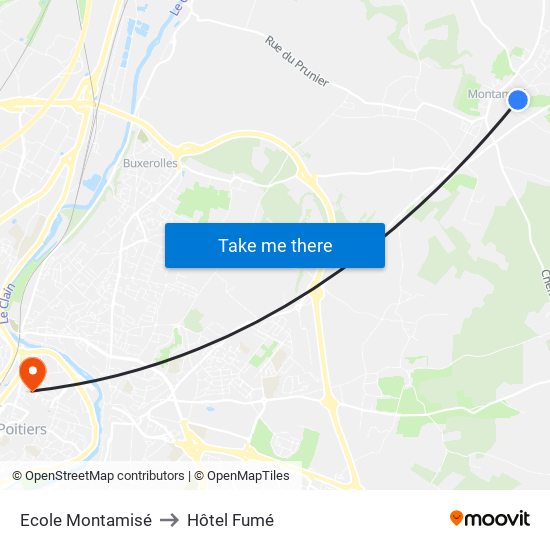 Ecole Montamisé to Hôtel Fumé map